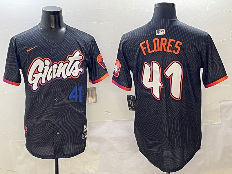 Men San Francisco Giants #41 Flores Black Joint Name Nike 2025 MLB Jersey style 3